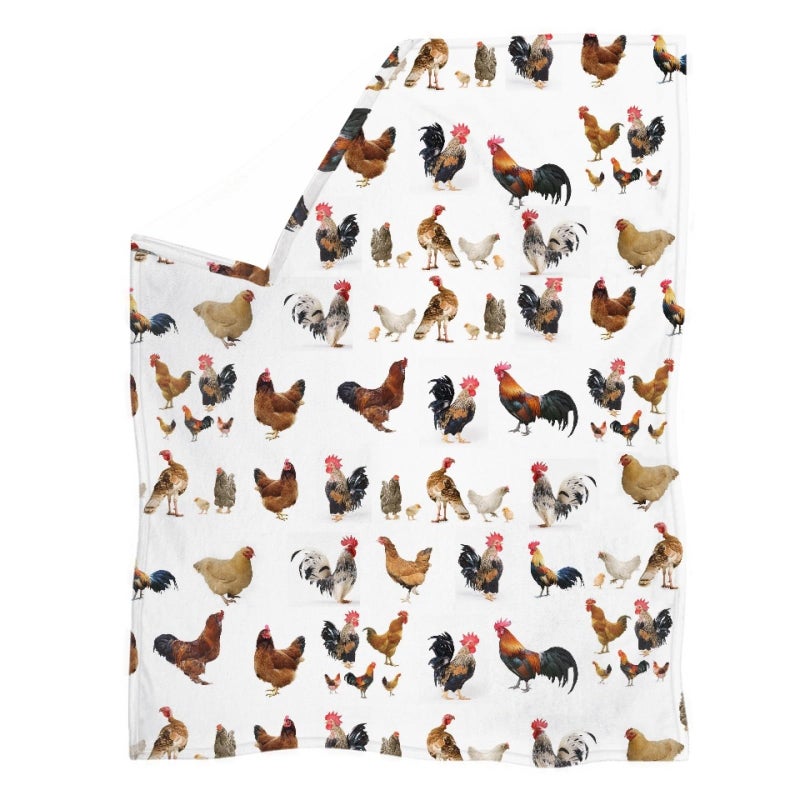 AFPANQZ Chicken Printed Super Soft Fuzzy Faux Fur Reversible Flannel Throw Blanket for Sofa, Couch and Bed - Plush Blanket Funny White 35.4x47inch - Image 3
